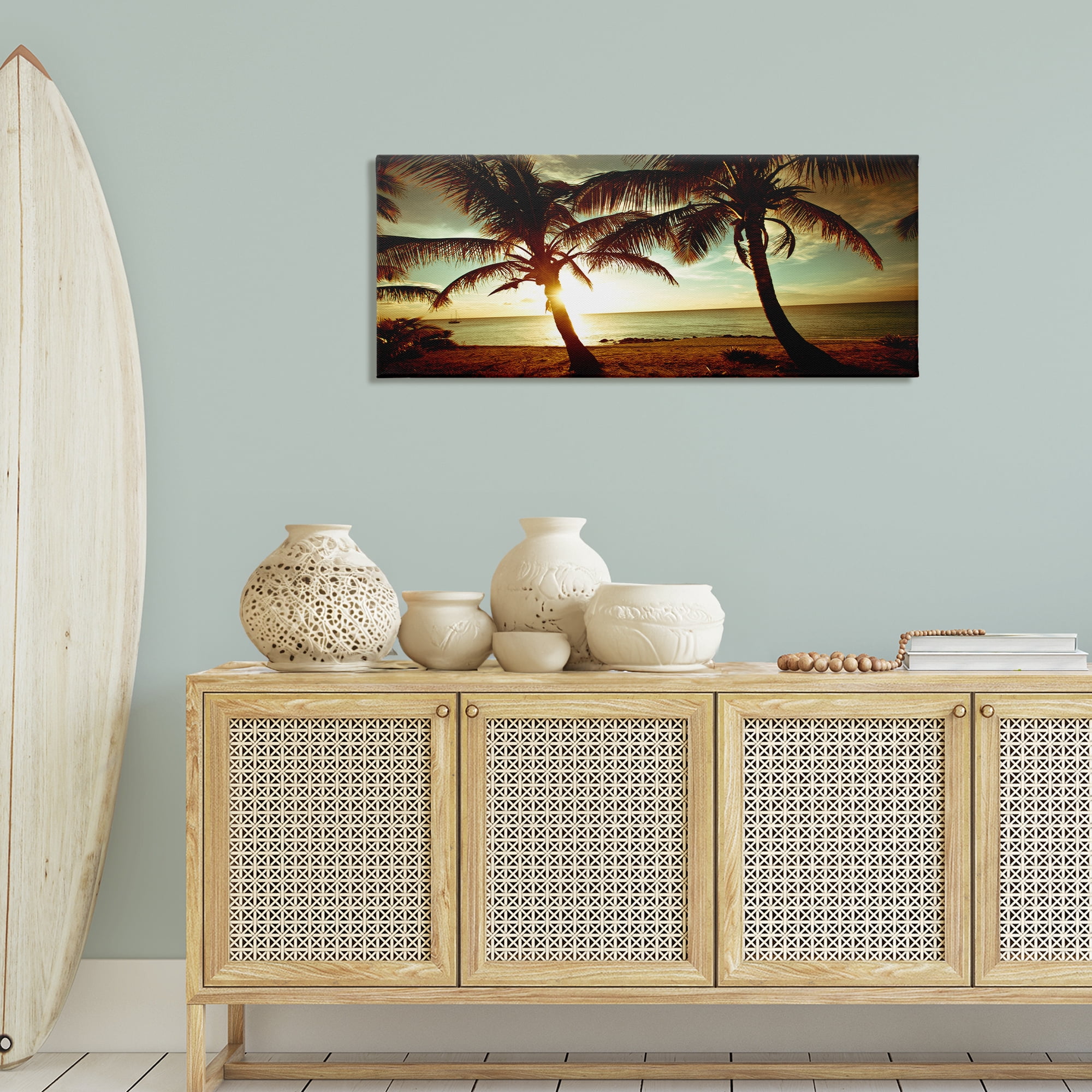 Stupell Industries Sunlit Palm Trees Coastal Photography Gallery Wrapped Canvas Art Print Wall Art, 48 x 20
