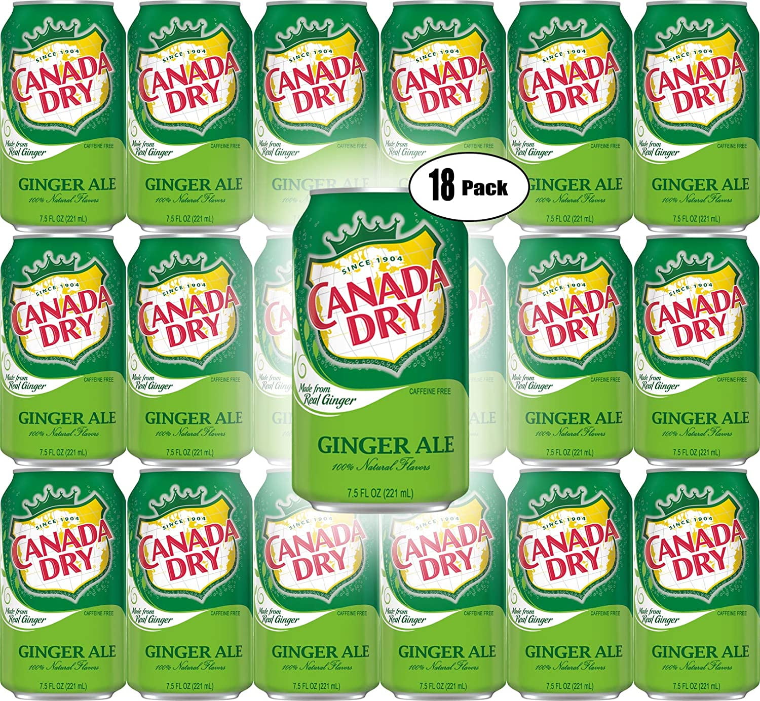 Canada Dry Ginger Ale, 7.5oz Mini Can (Pack of 18, Total of 135 Oz)