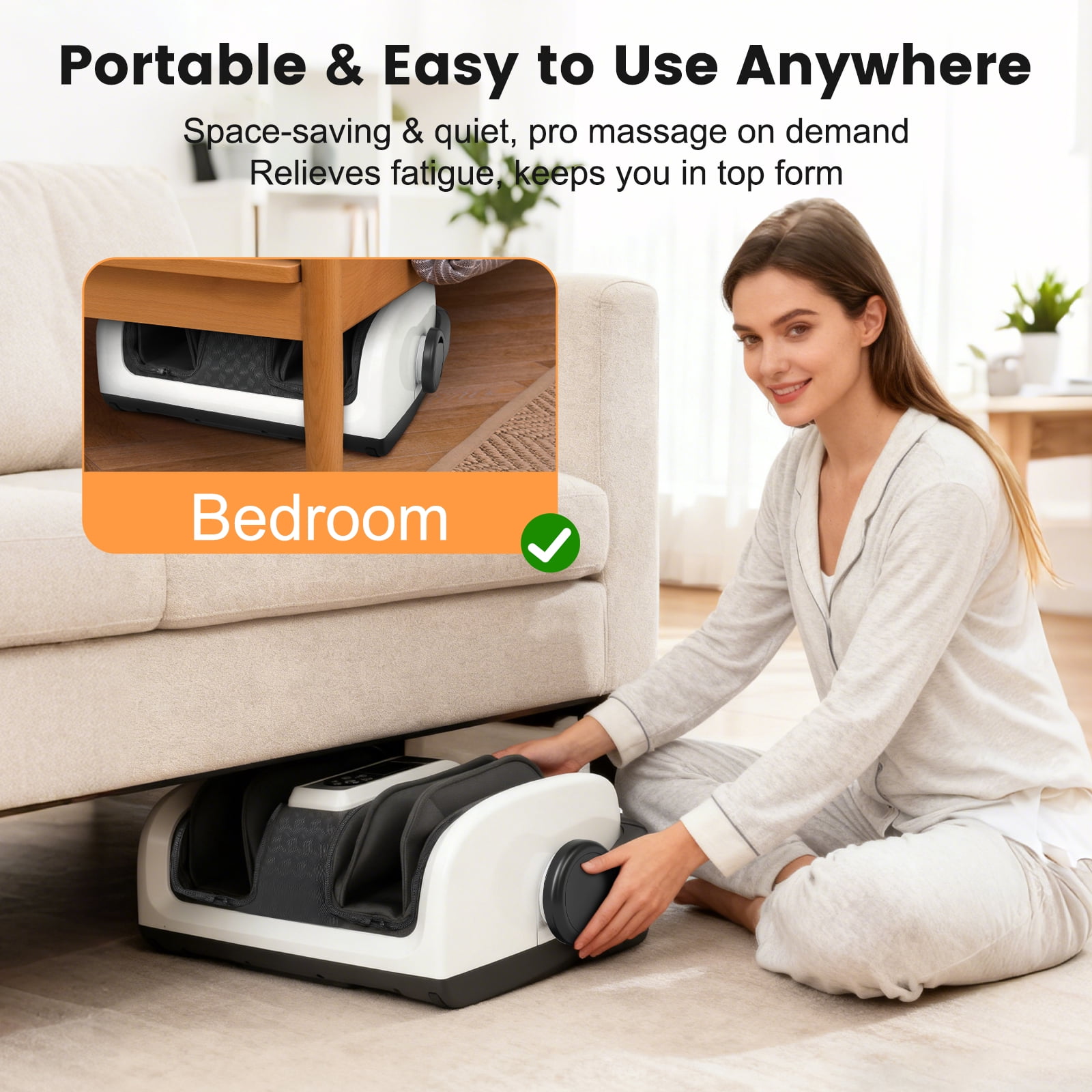 BAOKALER Shiatsu Foot Massager, Foot and Calf Massager with Heat, Air Compression Massage Machine for Circulation, Gifts for Mom Dad Elders, Home Office Use, White