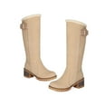 thumbnail image 4 of Beige Ladies Winter Boots With Decorative Buckle And Side Zipper Thick Sole For Outdoor Activities, 4 of 6