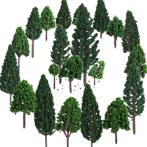 22 Pieces Model Trees 1.18-6.29 Inch Mini Diorama Trees Mixed Model Tree Train Trees Miniature Forest Railroad Scenery Pine Trees Architecture Trees For Diy Scenery Landscape, Natural Green
