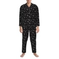 thumbnail image 3 of Naloa Cute Skull Men’s Pajamas Set - Long Sleeve Button Down Sleep Shirt and Pajama Bottoms Sleepwear Set-Medium, 3 of 7