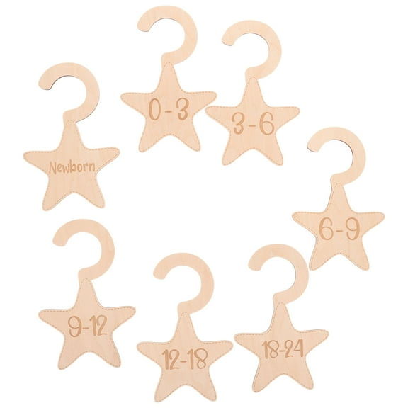 Niceauty 7Pcs Baby Wardrobe Clothes Dividers Beige Wood Closet Organizer For Infant Clothes