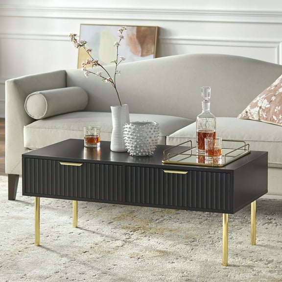 TMS Burke 2-Drawer Coffee Table, Black