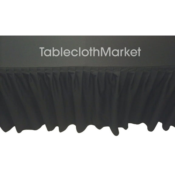 4' ft. Fitted Table Skirting Cover w/ Top Topper Single Pleated Trade show BLACK"