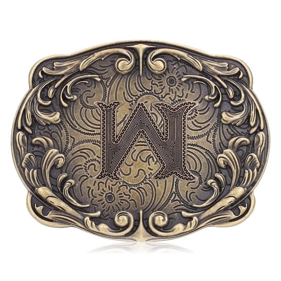 Huabola Calyn Western Belt Buckle Initial Letters ABCDHIJ to Z Cowboy Rodeo Belt Buckle for Men Women Cowboy Cowgirl