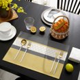 thumbnail image 4 of Yellow Morocco Placemats Set of 2, Geometric Grey Stripes Modern Washable Wipeable Table Mats for Dining Tables, Indoor Outdoor Kitchen Place Mats for Holiday Party Table Decor, 4 of 9