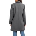 thumbnail image 4 of Women Herringbone Mid‑Length Wool Blend Coat Lapel Double Breasted Overcoat, 4 of 6