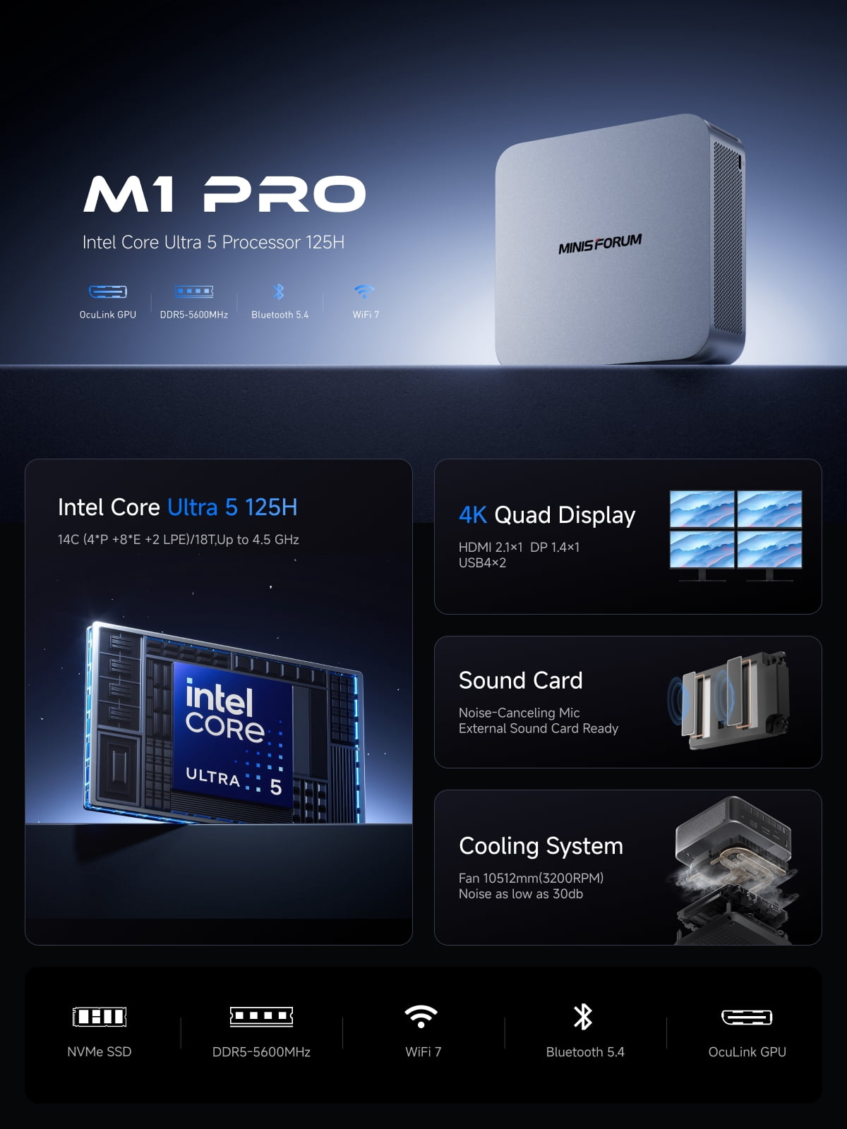MINISFORUM NAB8 Plus Mini PC Core i7-12800H Barebone Version