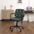thumbnail image 3 of Silla Ergonómica con Soporte Lumbar de Respaldo Medio, Altura Ajustable de Cuero PU para Tareas de Computadora con Ruedas Giratorias de 360°, 3 of 27