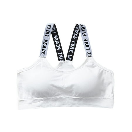 

DENGDENG Women s Push Up Bralette Seamless Sports Cami Bras Sexy Letter Wireless T-Shirt Bra White One Size