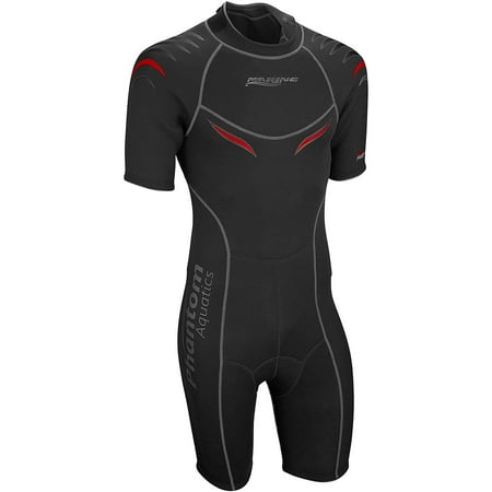 Phantom Aquatics Men s Superior Flex Neoprene Wetsuit Short Sleeve Shorty Scuba Snorkeling Surf Suit - BKYL - MD