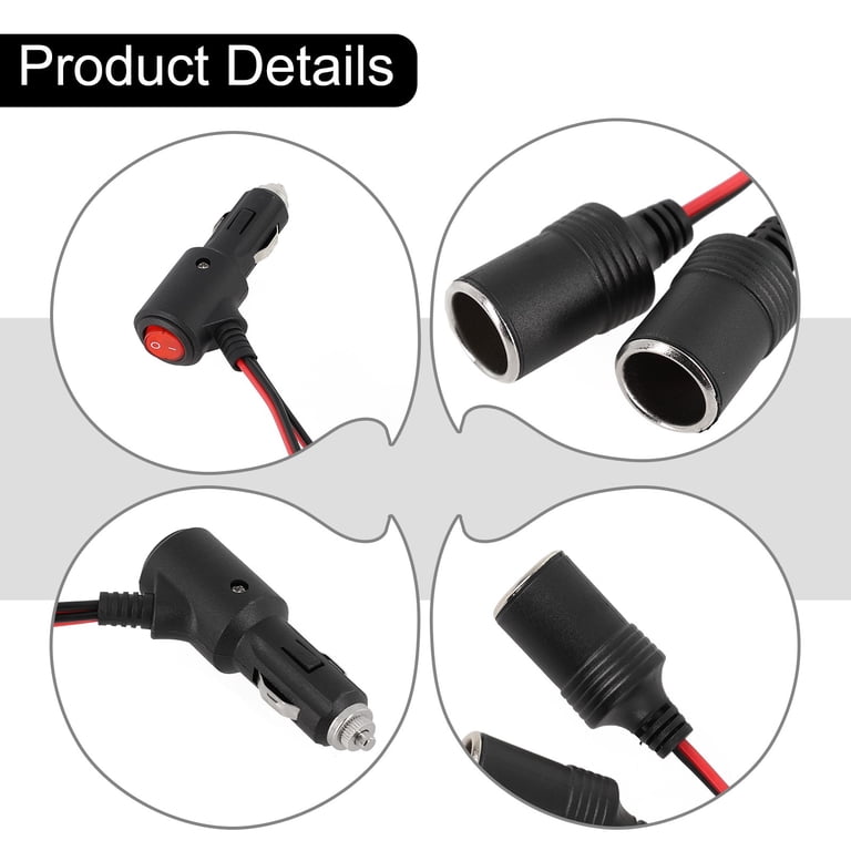 cigarette lighter y adapter Ana Car Cigarette- Lighter- 12V 24V Splitter Adapter W/ On Off Switch 1 Male To 2 Female Sockets Y Splitter Car Accessories
