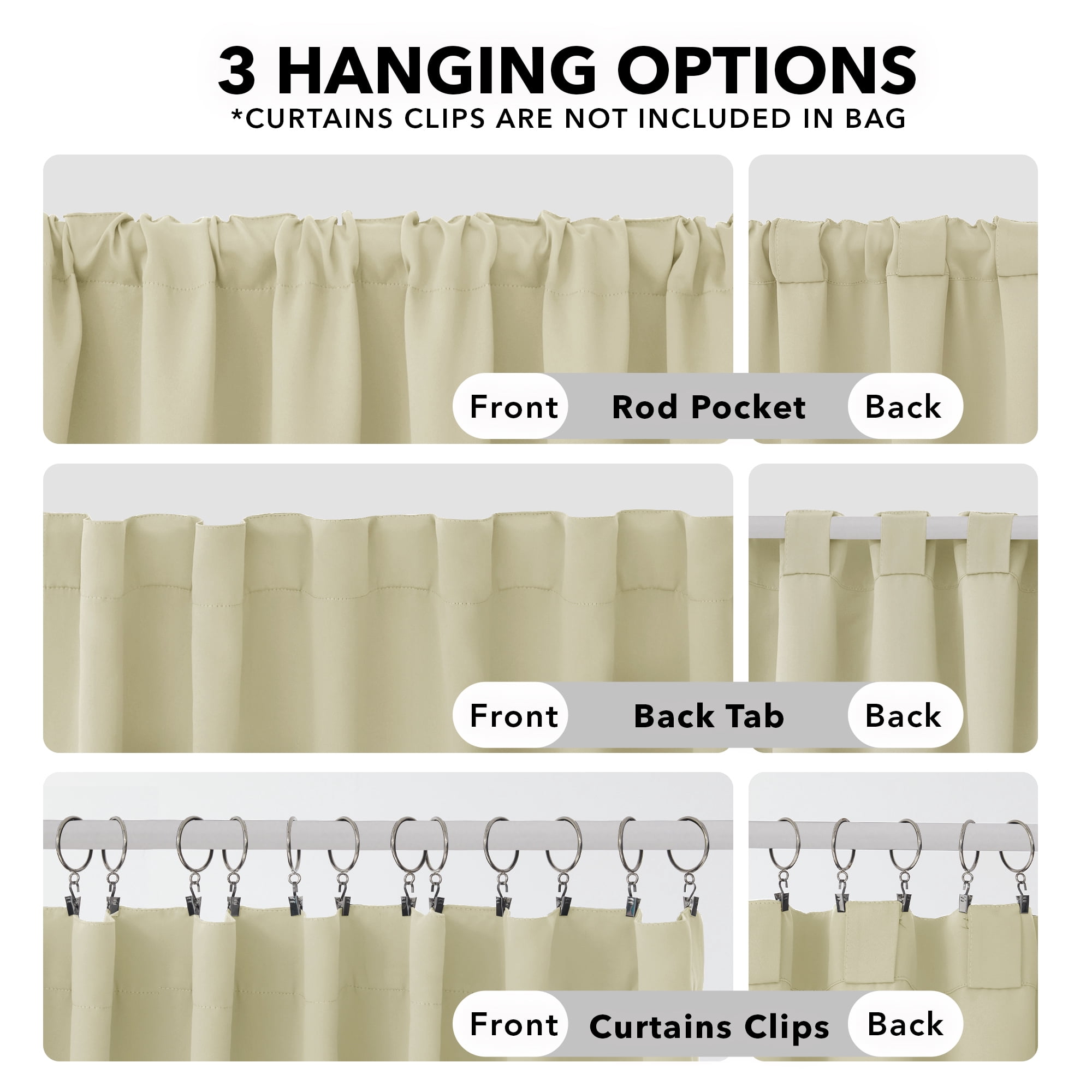 ZOPZO Blackout Curtains 2 Panels Thermal Insulated, Beige, 70W x 63L Inch, Back Tab Drapes for Bedroom and Living Room