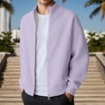 thumbnail image 2 of Kureaily Winter Solid Color Rib Knit Double Zipper Casual Jacket Without Hood With Texture For Everyday Wear Warm Coat, 2 of 4