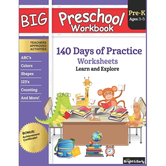 Big Preschool Workbook Ages 3 - 5: 140  Days of PreK Curriculum Activities, Pre K Prep Learning Resources for 3 Year Old, (Paperback)