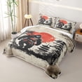 thumbnail image 3 of Homewish Japanese Samurai Landscape Quilt King,Pine Trees Red Sun King Coverlet Set,3-Piece, 3 of 7