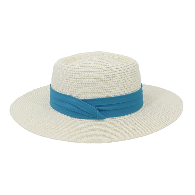 Minnieouse Sombrero de paja de verano, protección solar de ala ancha, informal, transpirable, senderismo, Picnic, pesca, viaje, gorra protectora solar de Sombreros Blanco Leche Azul NO10 Minnieouse AP012495-10