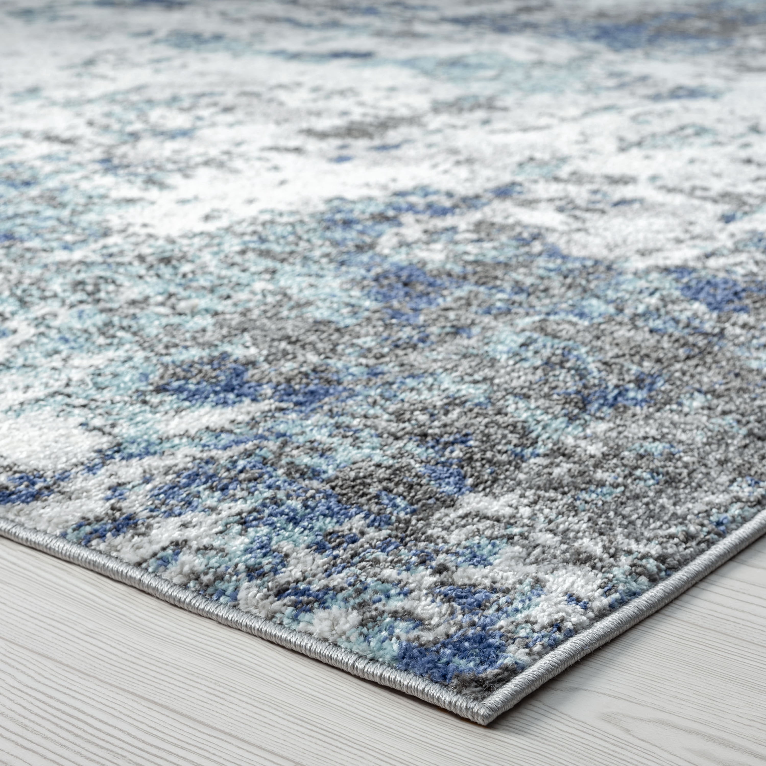 Contemporary 2x3 Area Rug (2' x 3') Abstract Blue, Blue Indoor Scatter Easy to Clean
