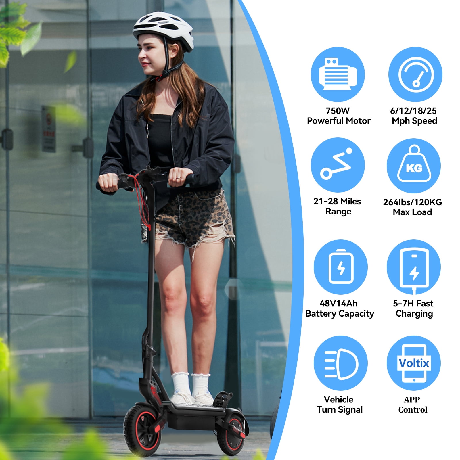 ZapRun 750W Foldable Electric Scooter, E-Scooter for Adults with 48V 14Ah Battery,25 mph,3 Brake,Smart App Control