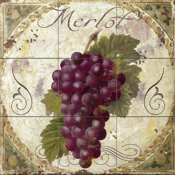 Tile Mural Kitchen Backsplash - Tuscany Table Merlot-CB - by Color Bakery