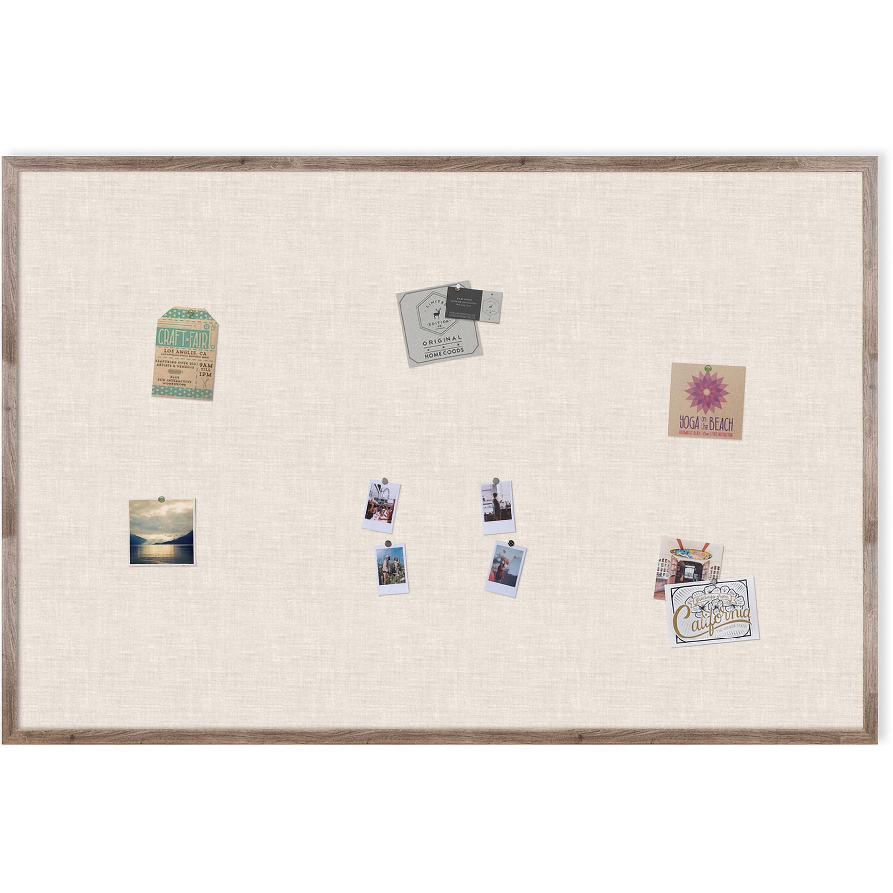 U Brands Linen Bulletin Board, 47" X 35" , Rustic Wood Frame (4894u0001)
