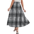 thumbnail image 6 of Delconic Women Plaid Drawstring Waist Tiered Maxi Skirt with Pockets Casual Loose Fit A Line Long Skirt for Everyday Wear Gray L, 6 of 6