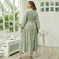 thumbnail image 4 of Women Plus Size V Neck Wrap Maxi Dress High Waist Ruffle Summer Casual Dress with Belt Long Sleeve, 4 of 5