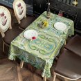 thumbnail image 4 of Green Ethnic Paisley Pattern Rectangle Tablecloth 60"x102",Waterproof Polyester Rectangle Table Cloth, Wipeable Spillproof Polyester Tablecloth for Dining, Camping, Indoor and Outdoor, 4 of 6