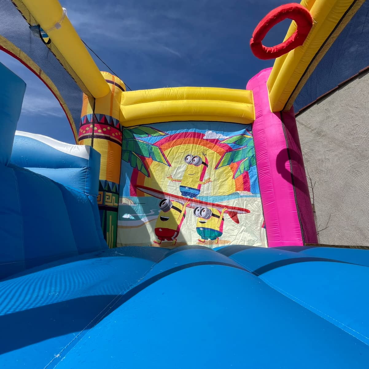 Funormous Minions Bounce House with Water Slide: Indoor and Outdoor Fun , Includes Air Blower with GFCI for Kids Ages 3-8