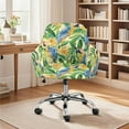 thumbnail image 3 of FOR U DESIGNS Parrot Leaf Print Dining Chair Slipcovers Anti-Slip Office Chair Covers with Armrest, Mid-Back Office Desk Chairs Slipcovers Furniture Protector, 3 of 8