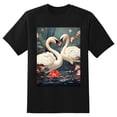 thumbnail image 2 of Plus Size Shirt for Women Oversized Black Tops for Women Short Sleeves Shirt for Women Swans T Shirt Crewneck Shirt for Women M, 2 of 5