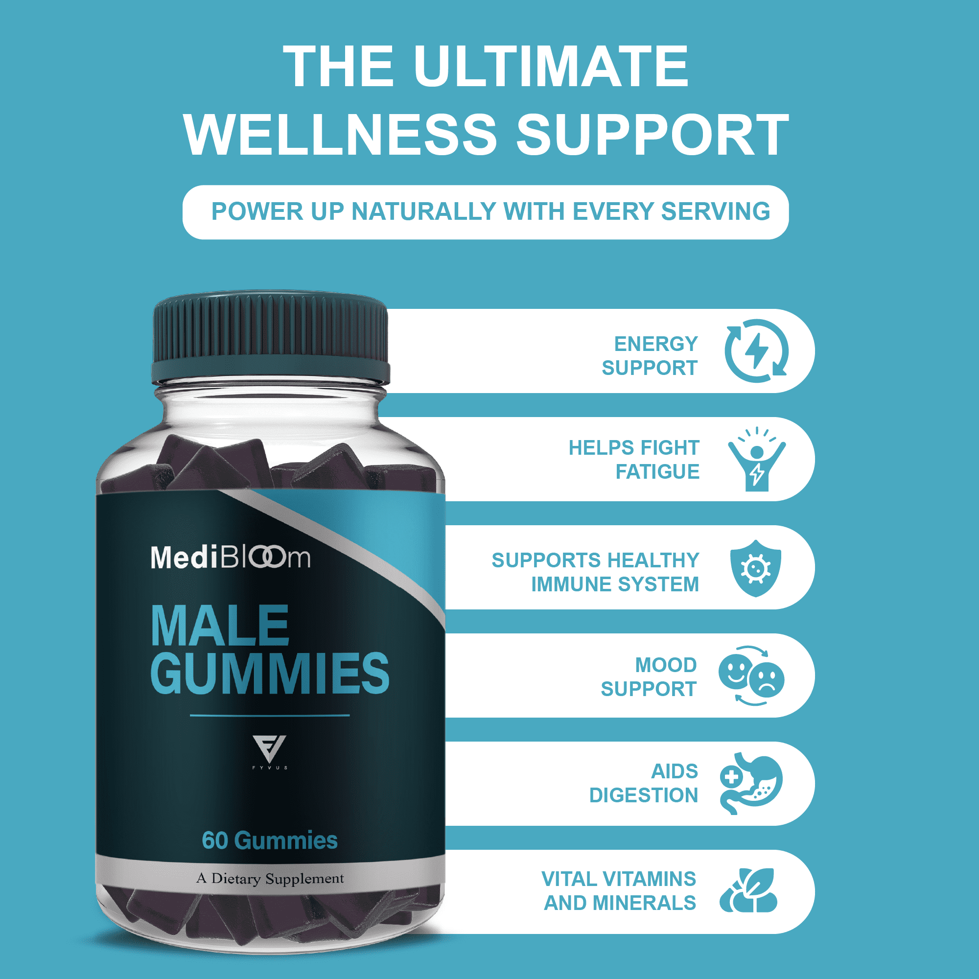 Medibloom Male Gummies, Medi Bloom Support (60 Capsules)