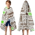 thumbnail image 3 of Green Brown Football Words Pattern Hooded Bath Towel，50"x30" for Ages 3 To 12 Kids, Quick Dry Lightweight Soft Microfiber Hood Beach Towel Cover Up for Kids, 3 of 7