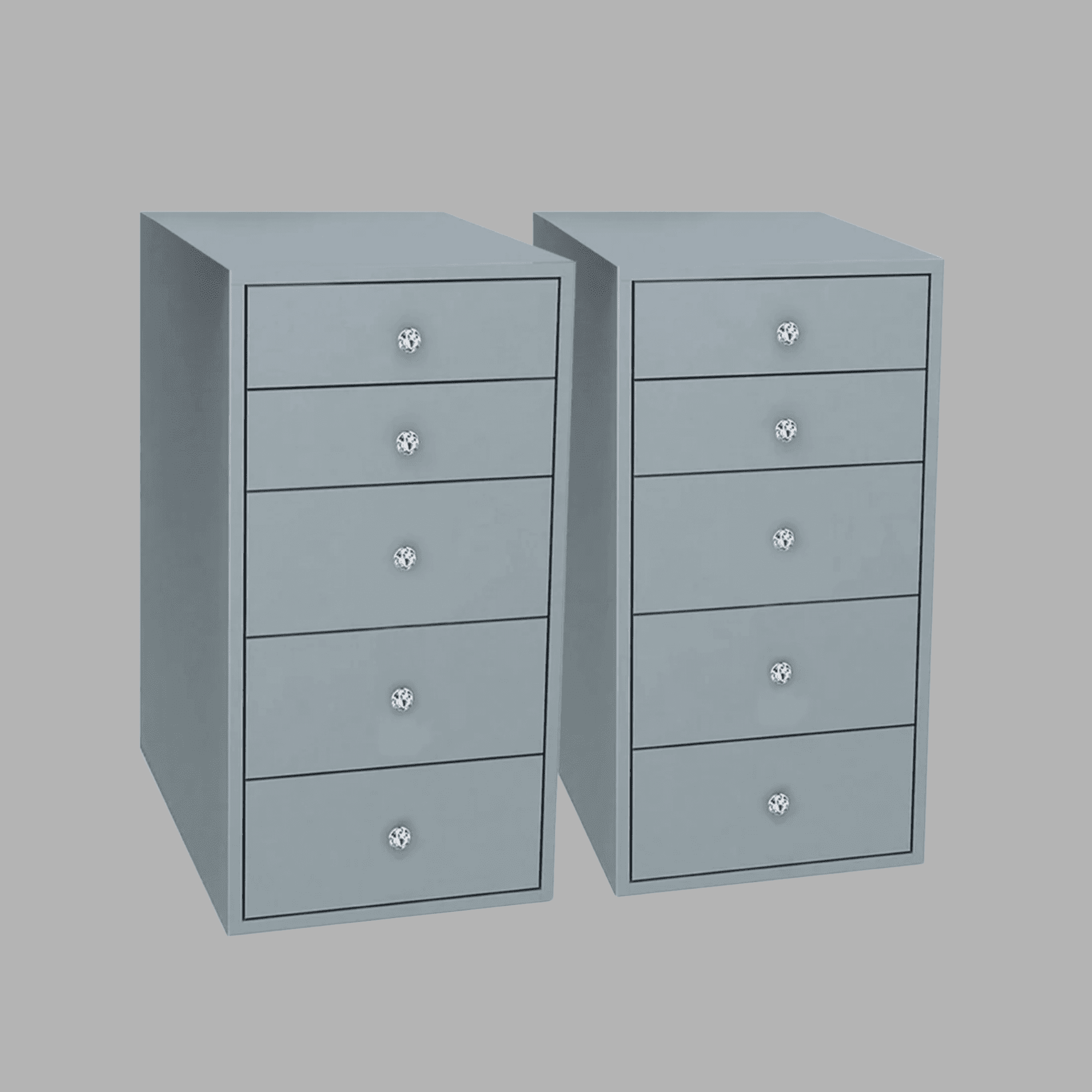 Impressions Vanity SlayStation 5 Drawer Makeup Vanity Storage Unit with Drawer Knobs (Silver)