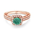 thumbnail image 3 of Gem Stone King 2.08 Ct Green Malachite White Created Sapphire 18K Rose Gold Plated Silver Ring, 3 of 6