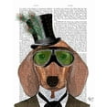 thumbnail image 2 of Fab Funky 15x18 Black Ornate Wood Framed with Double Matting Museum Art Print Titled - Dachshund Green Goggles Top Hat, 2 of 4