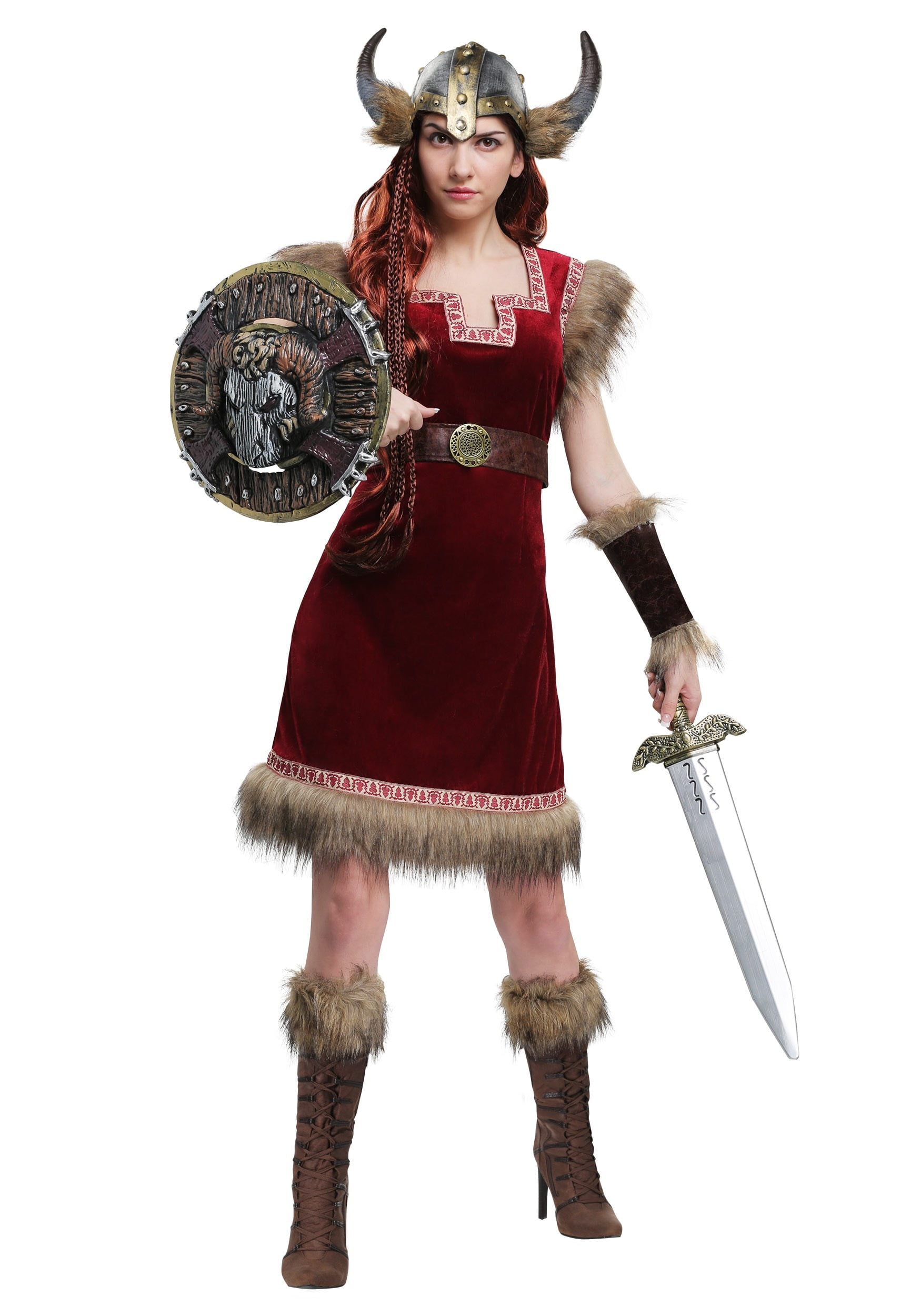 Deluxe Barbarian Viking Costume Ladies  Mens Warrior Fancy Dress Adult Outfit