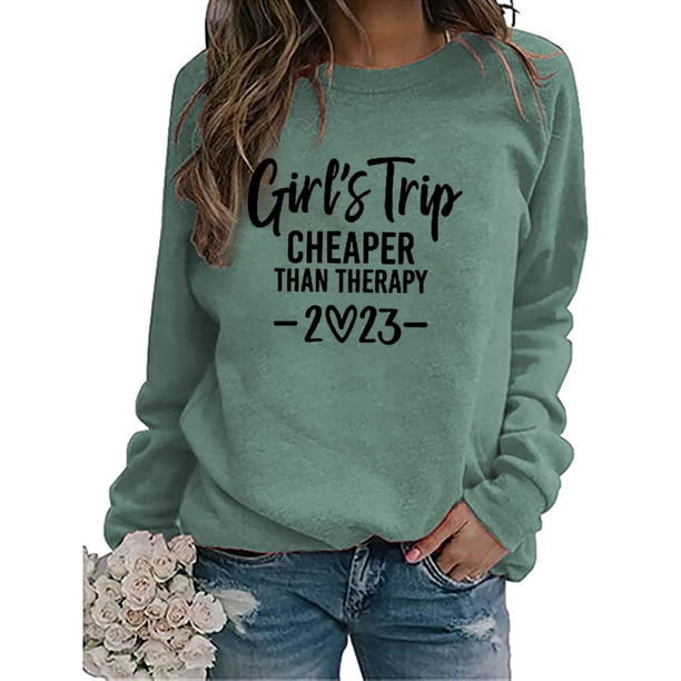 ICHUANYI Clearance Women's Fashion Printed Loose T-shirt Long Sleeves Blouse Round Neck Casual Tops(Mint Green, S) ICHUANYI WER2023081203965