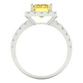 thumbnail image 4 of 3.84ct emerald cut yellow natural citrine 18k white gold halo Bridal Wedding Engagement Promise Anniversary Ring for Women size 6.75, 4 of 7