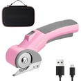 thumbnail image 1 of Pink Cordless Electric Scissors, 4V Rechargeable Powerful Shears Cutting Tool for Fabric, Leather, Carpet and Cardboard, Power Rotary Cutters for Sewing, Scrapbooking, Crafting, 1 of 6