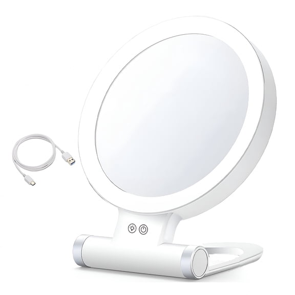 XIBUFE USB Rechargeable LED Lighted Makeup Mirror 5X/10X/20X/30X Magnifying Double-Sided