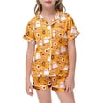 thumbnail image 5 of Weebloom Halloween Summer Pajamas For Girls Cute Ghost Outfits 2 Piece Set Short Sleeve Button Down Shirt Shorts Casual Clothes Tween Sleepwear Nightwear Pjs Loungewear 12-13 Years, 5 of 5