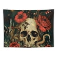 thumbnail image 5 of Orinice  Skull Floral Tapestry, Mushroom Skeleton Goth Garden Aesthetic Tapestries for Bedroom 60×80 inch 60x50inch, 5 of 6