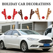 Dserfhy 3Pcs Christmas Car Decorations Car Reindeer Antlers Red Nose Kit Festive Auto Accessories for Sedans Trucks