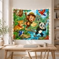 thumbnail image 5 of Cartoon Jungle Adventure With Group Expressive Animals Tropical, Mystical Fantasy for Space Lovers, Galaxy Room Decor, Mother's Day Gift, Tapestry Wall Hanging for Bedroom and Dorm, 5 of 7