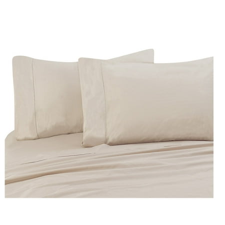 Leather Bed Set - Chamois Beige 300 Thread Count Cotton Sheet Set Queen