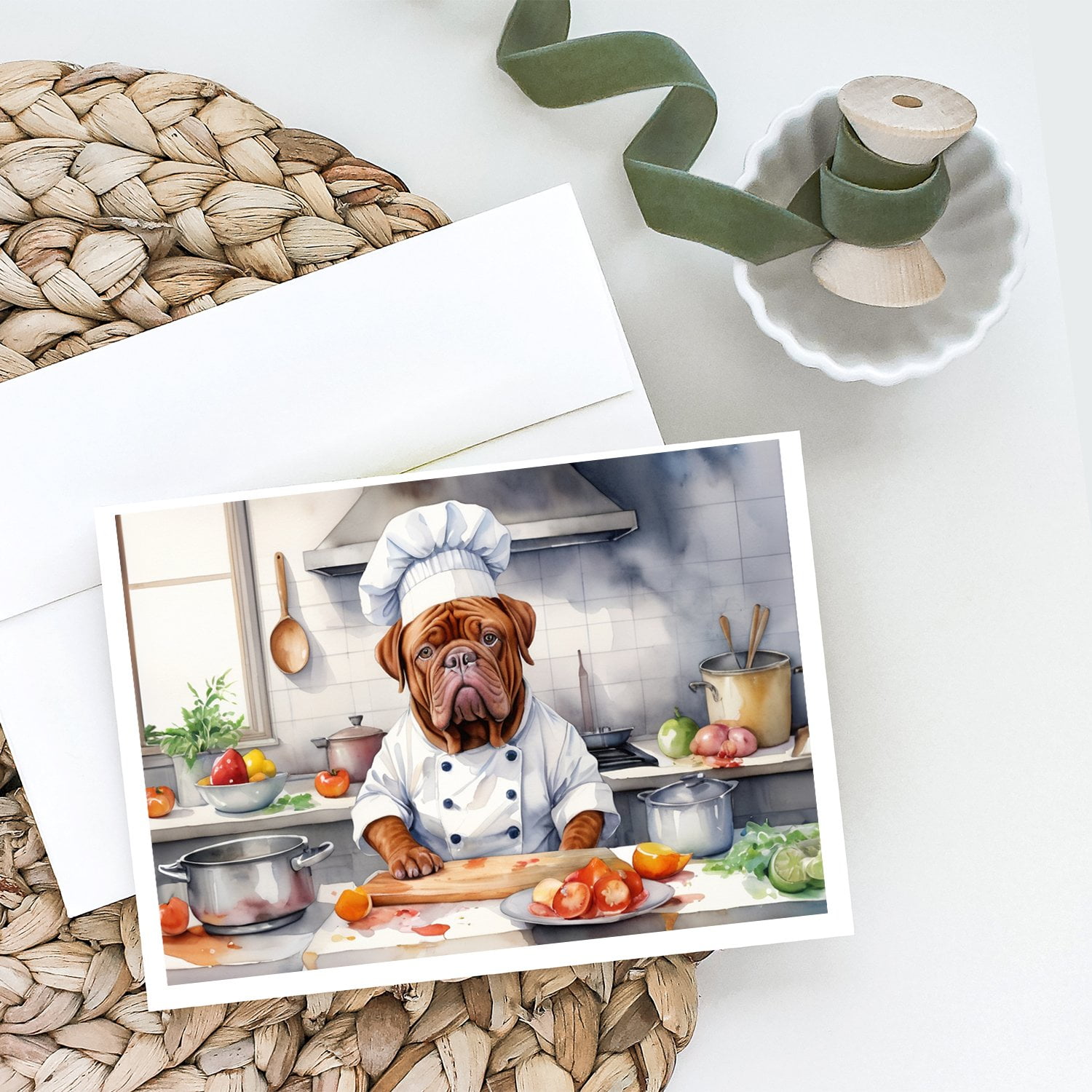 Dogue de Bordeaux The Chef Greeting Cards Pack of 8 7 in x 5 in