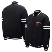 Youth Starter Black Miami Heat Satin Full-Snap Varsity Jacket
