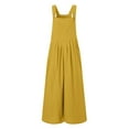 thumbnail image 3 of TQWQT Jumpsuits for Women Summer Loose Sleeveless Adjustable Straps Bib Wide Leg Jumpsuit with Pockets,Yellow M, 3 of 5